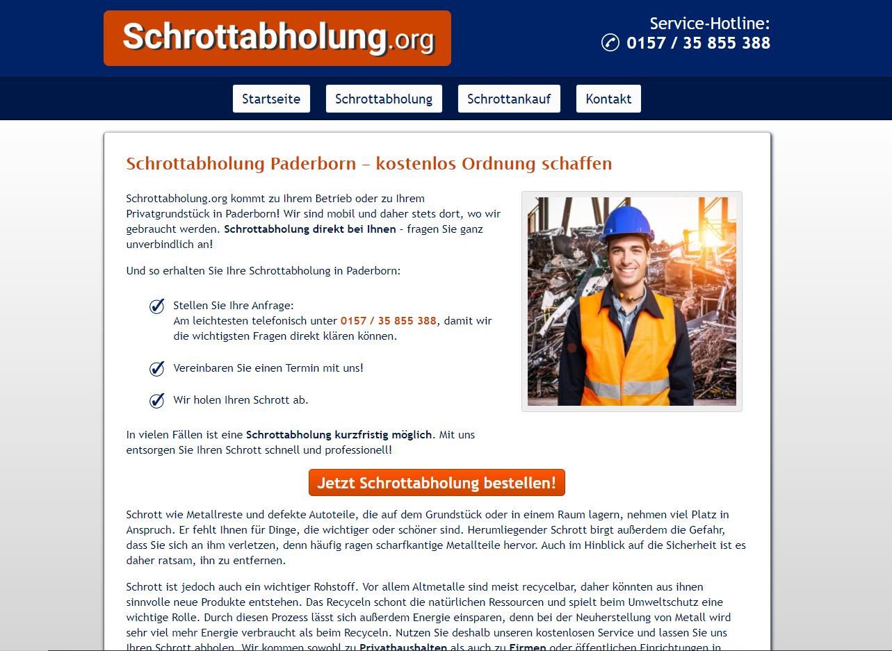 Schnell für den Schrottabholung in Paderborn durch Schrottabhbolung.org